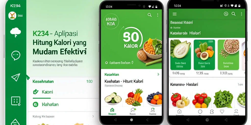 Tampilan antarmuka K234 saat menghitung kalori makanan.