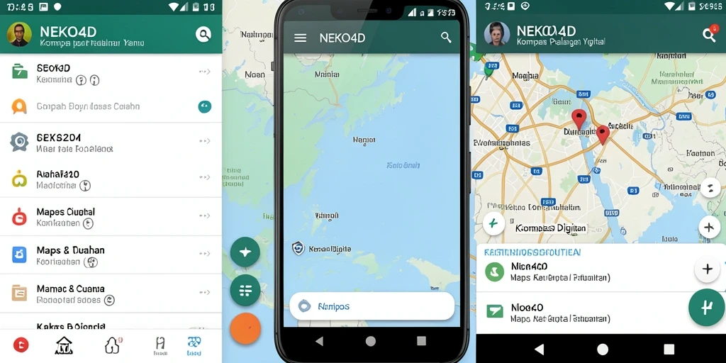 Tampilan antarmuka aplikasi NEKO4D dengan kompas digital yang menarik.