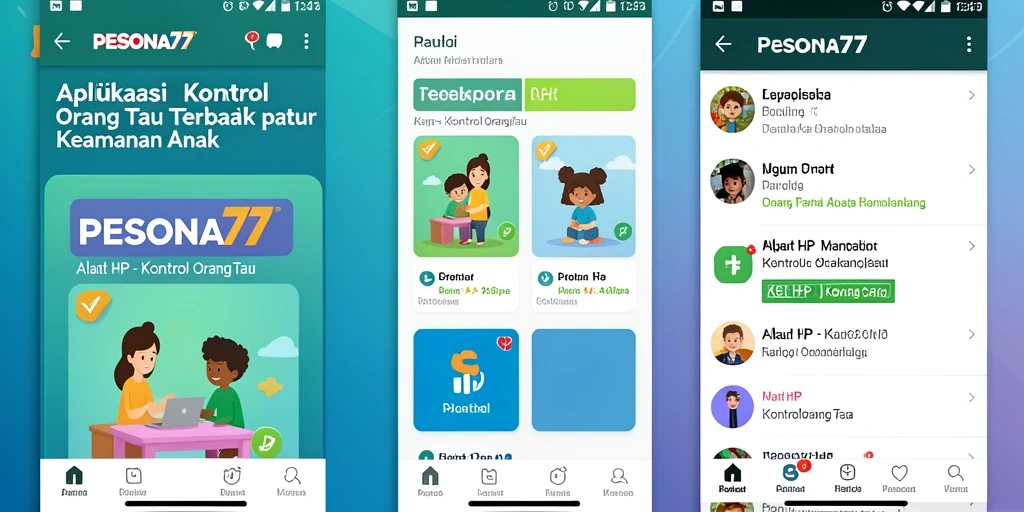 Tampilan antarmuka aplikasi Kontrol Orang Tua PESONA77 yang user-friendly.