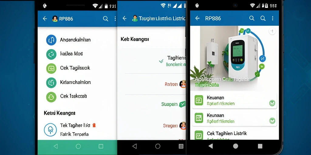 Tampilan aplikasi RP886 untuk cek tagihan listrik yang menarik.